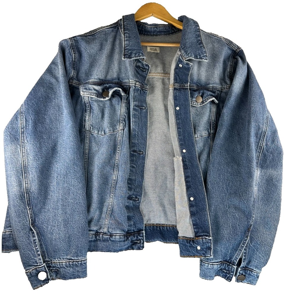 a..n.a.  Womens 4X Boxy Denim Jacket Blue Button Front Plus - Picture 2 of 11